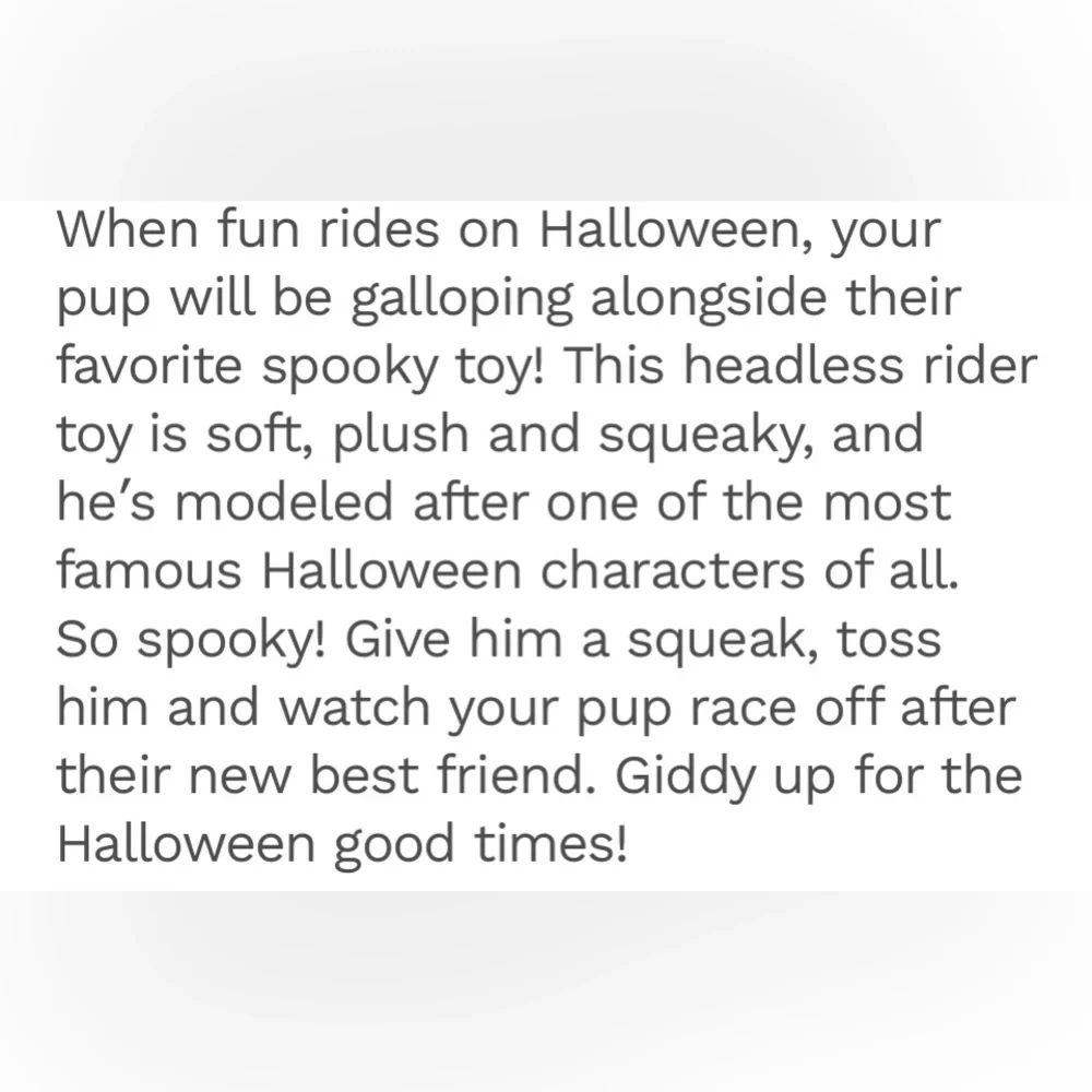 NIP Frisco Halloween Headless Rider Dog Toy